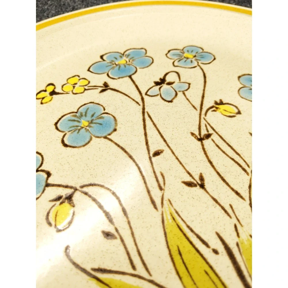 3 pcs Hearthside Dinner Plates Cream Blue Highland Flowers Garden Festival Japan